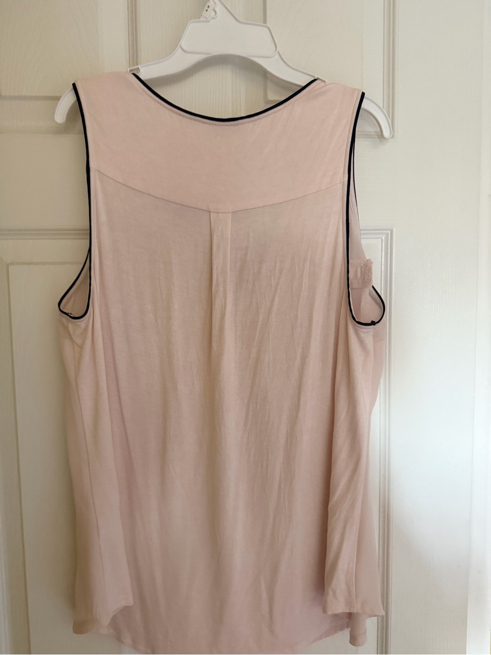 Candie's Pink V-Neck Blouse with Black Piping - Picture 4 of 4